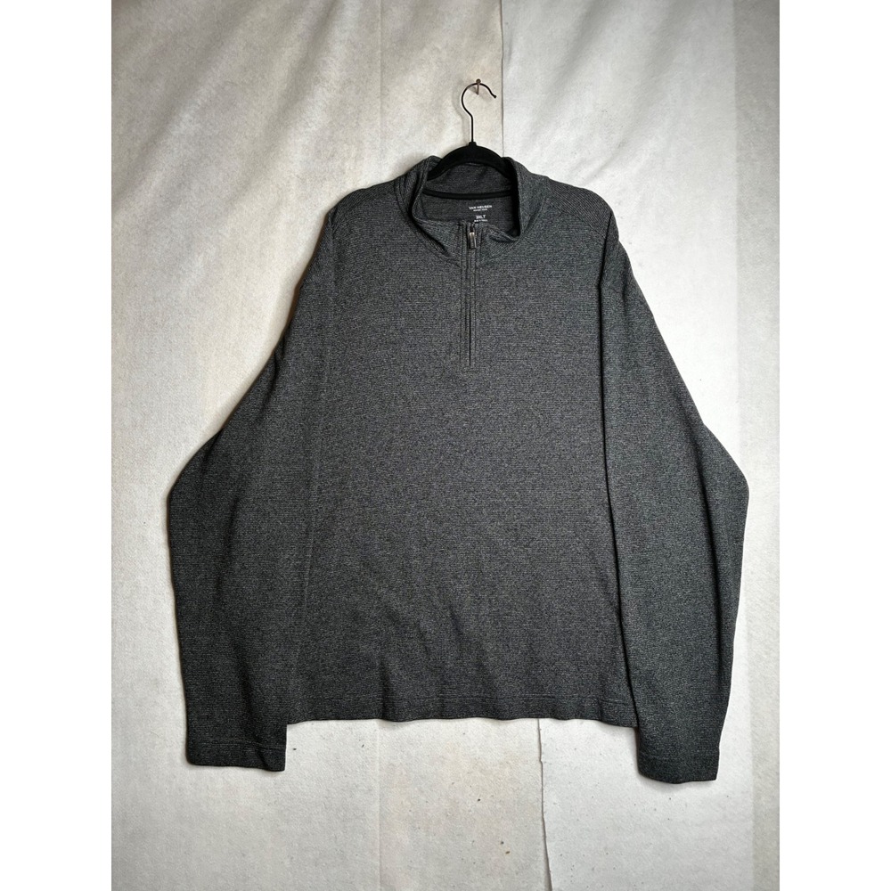 Van Heusen Never Tuck Mens 3XLT Big & Tall Quarter Zip Pullover Gray‎ 50W7213002